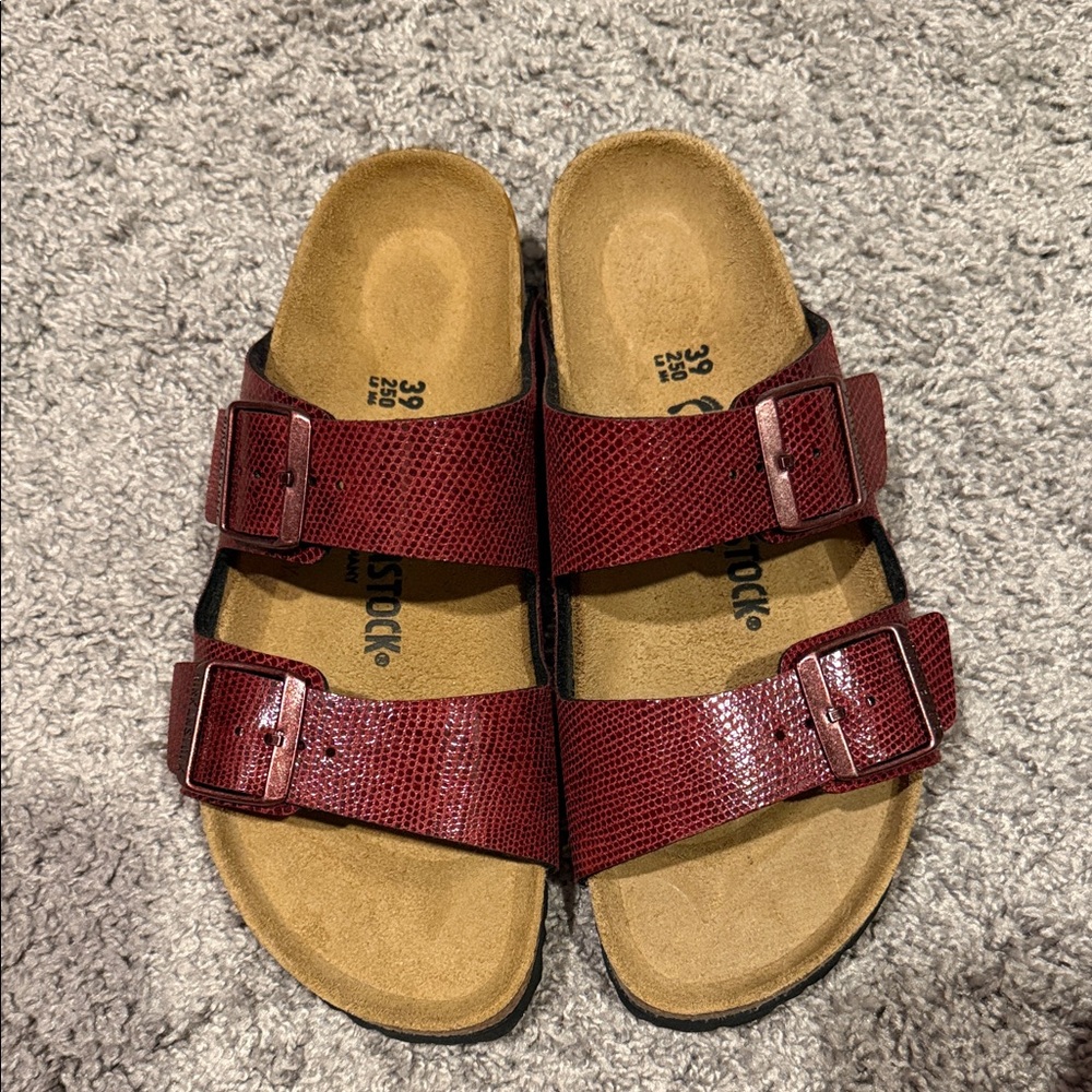 Birkenstock Burgundy Textured Sandals